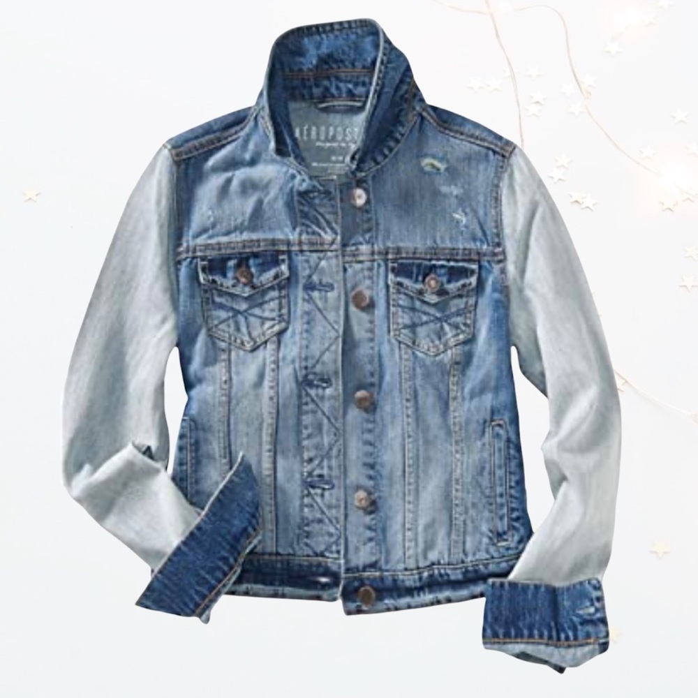 🔥Aeropostale Crop Distressed Jean Jacket Size S